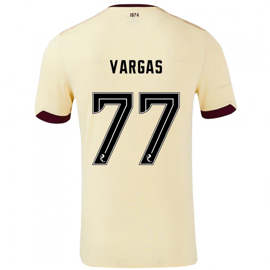 Niño Fútbol Camiseta Kenneth Vargas #77 Crema Burdeos 2ª Equipación 2024/25 Perú