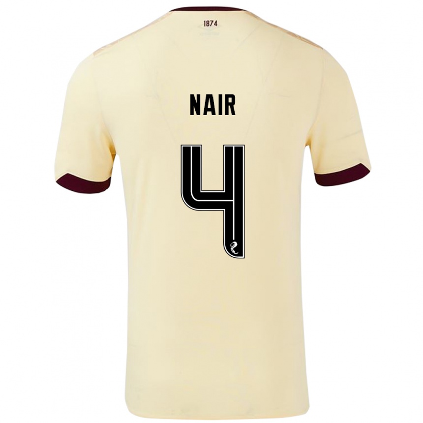 Niño Fútbol Camiseta Kenzi Nair #4 Crema Burdeos 2ª Equipación 2024/25 Perú