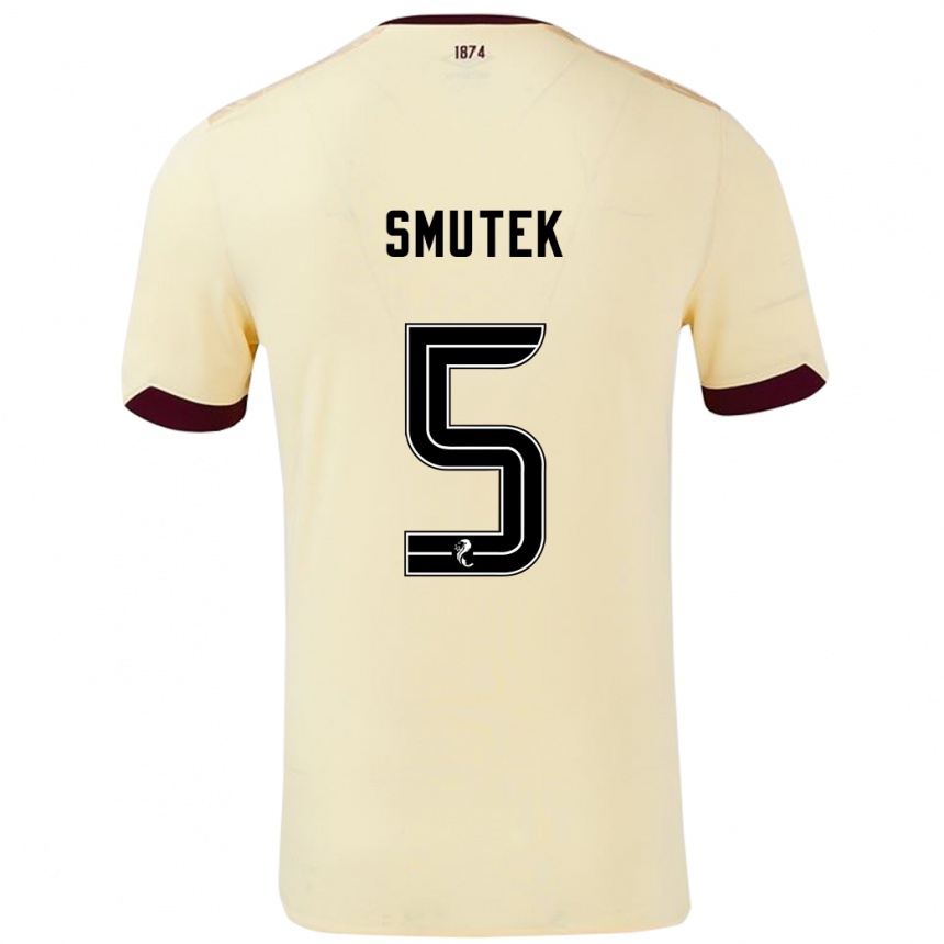 Niño Fútbol Camiseta Kai Smutek #5 Crema Burdeos 2ª Equipación 2024/25 Perú