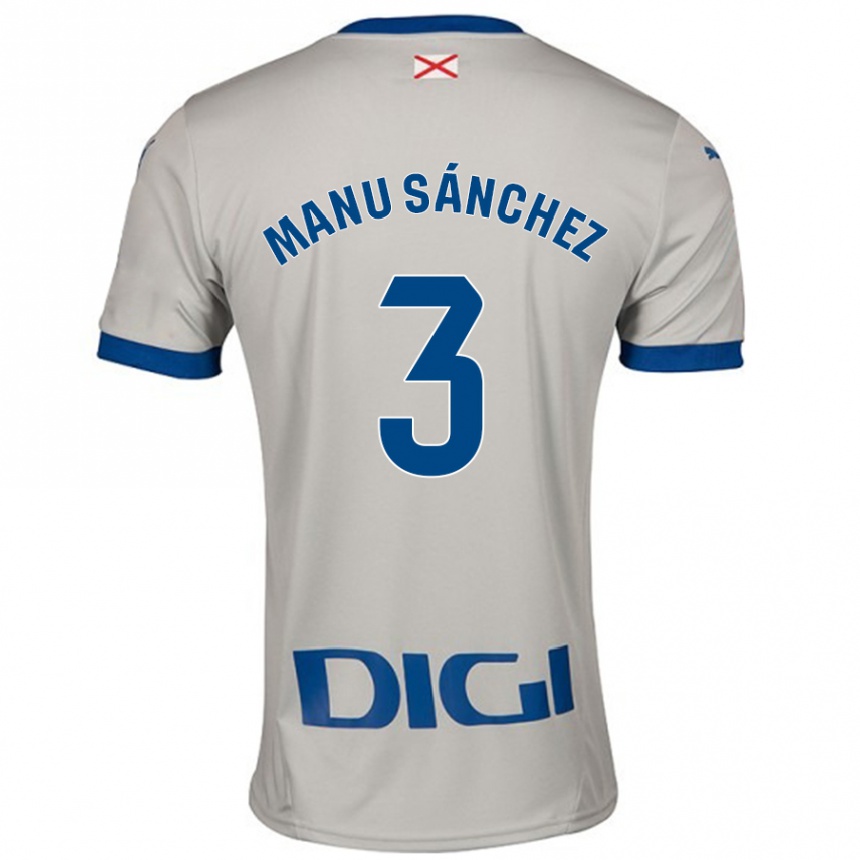 Niño Fútbol Camiseta Manu Sanchez #3 Gris Claro 2ª Equipación 2024/25 Perú