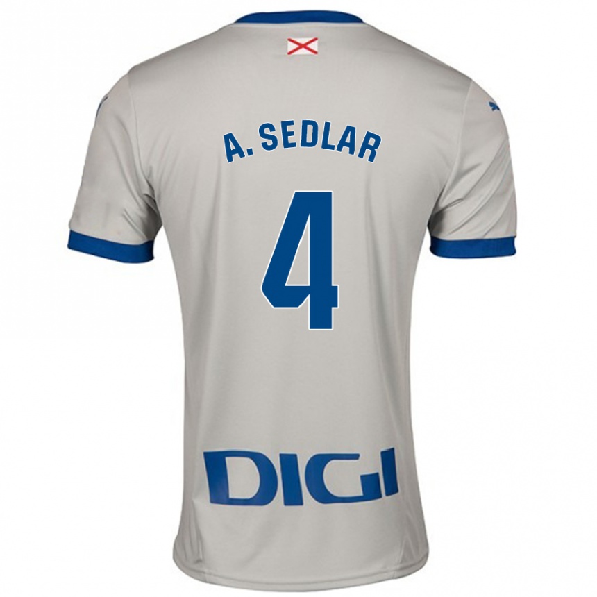 Niño Fútbol Camiseta Aleksandar Sedlar #4 Gris Claro 2ª Equipación 2024/25 Perú