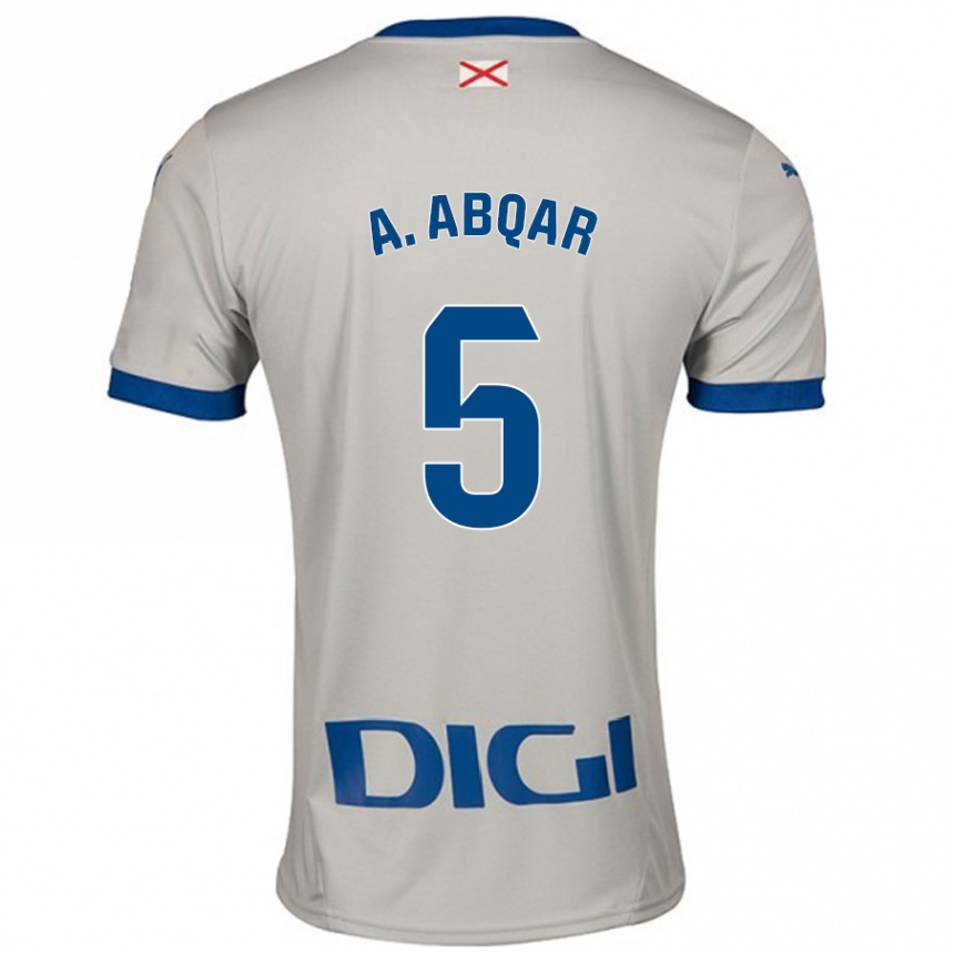 Niño Fútbol Camiseta Abdel Abqar #5 Gris Claro 2ª Equipación 2024/25 Perú