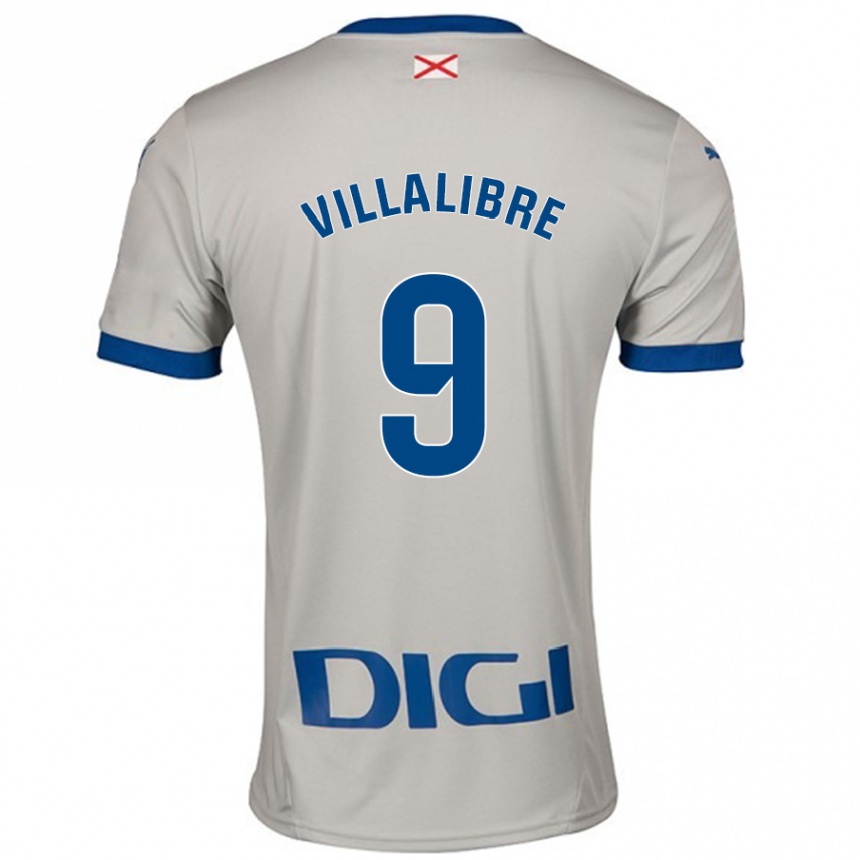 Niño Fútbol Camiseta Asier Villalibre #9 Gris Claro 2ª Equipación 2024/25 Perú