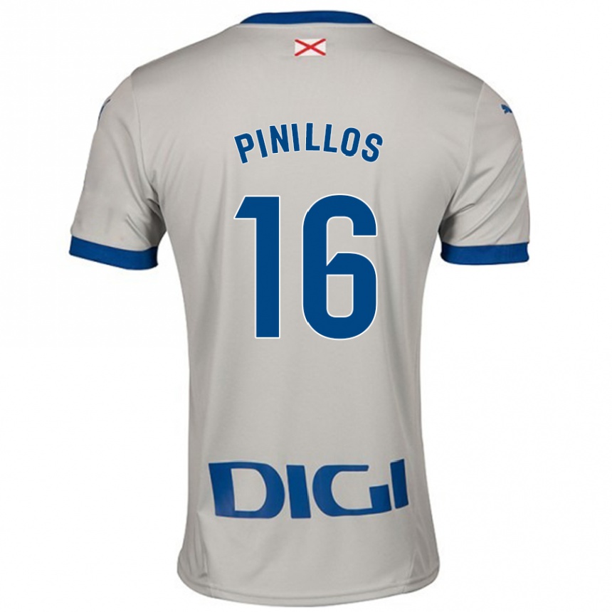 Niño Fútbol Camiseta Lander Pinillos #16 Gris Claro 2ª Equipación 2024/25 Perú