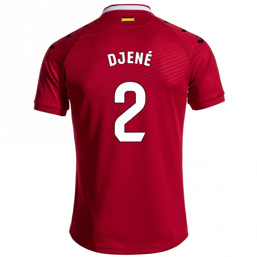 Niño Fútbol Camiseta Djené #2 Rojo Oscuro 2ª Equipación 2024/25 Perú