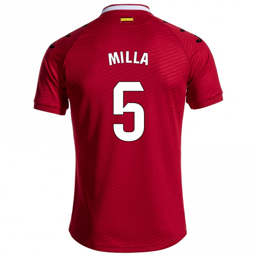 Niño Fútbol Camiseta Luis Milla #5 Rojo Oscuro 2ª Equipación 2024/25 Perú