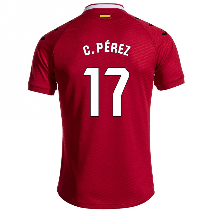 Niño Fútbol Camiseta Carles Pérez #17 Rojo Oscuro 2ª Equipación 2024/25 Perú