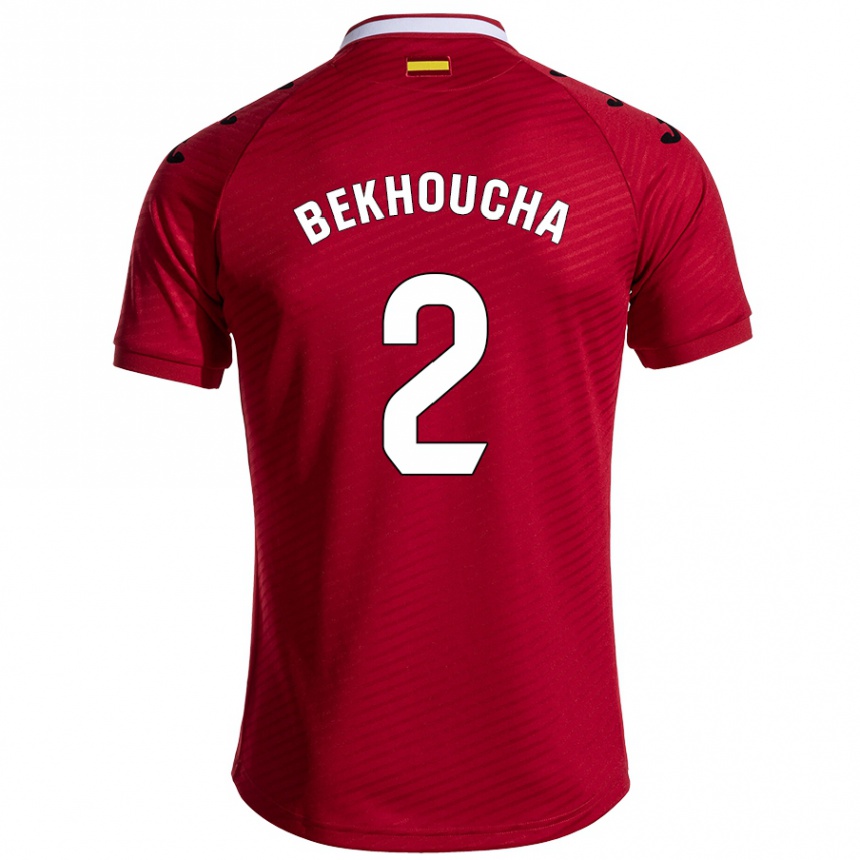 Niño Fútbol Camiseta Ismael Bekhoucha #2 Rojo Oscuro 2ª Equipación 2024/25 Perú