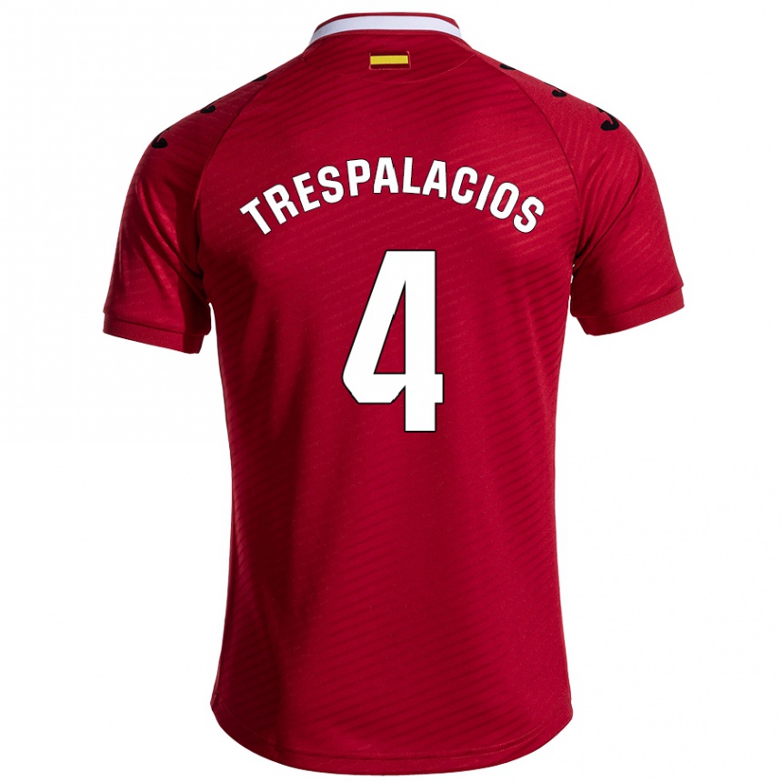 Niño Fútbol Camiseta Adrián Trespalacios #4 Rojo Oscuro 2ª Equipación 2024/25 Perú