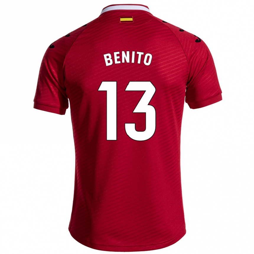 Niño Fútbol Camiseta Jorge Benito #13 Rojo Oscuro 2ª Equipación 2024/25 Perú