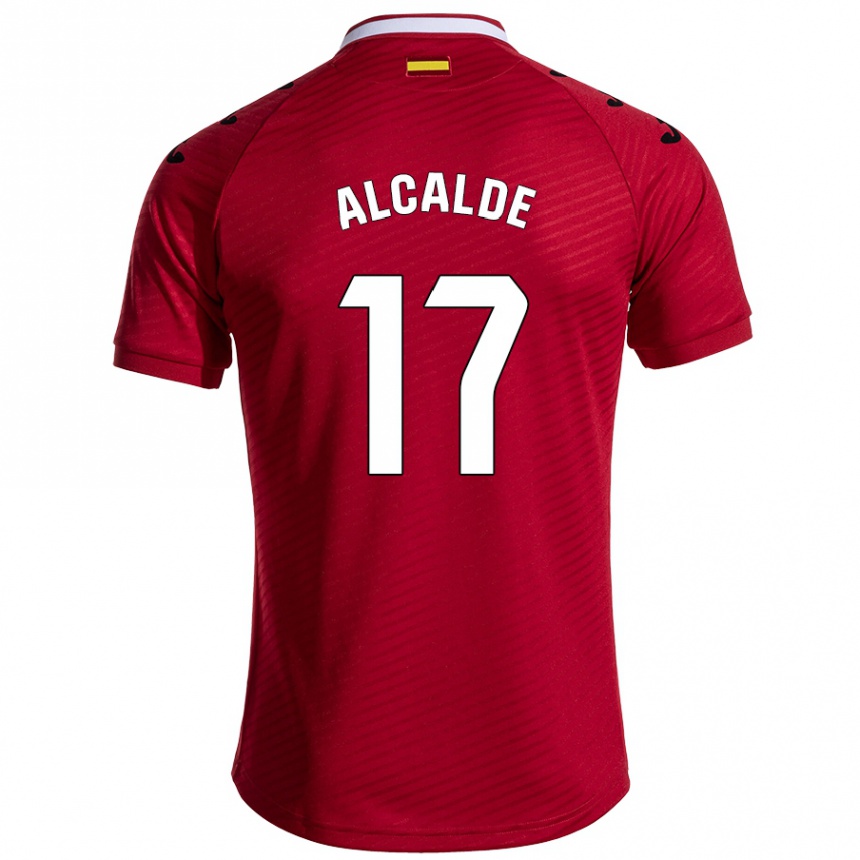 Niño Fútbol Camiseta Jacobo Alcalde #17 Rojo Oscuro 2ª Equipación 2024/25 Perú