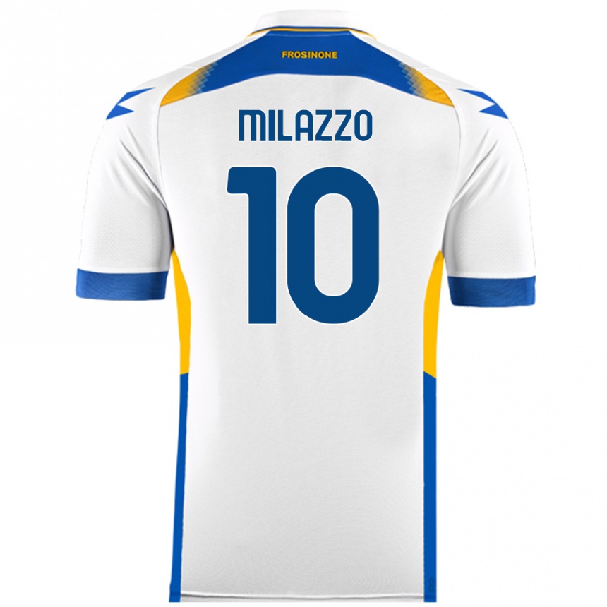 Niño Fútbol Camiseta Simone Milazzo #10 Blanco 2ª Equipación 2024/25 Perú