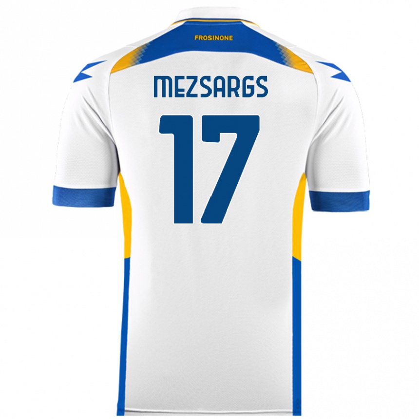 Niño Fútbol Camiseta Kristians Mezsargs #17 Blanco 2ª Equipación 2024/25 Perú