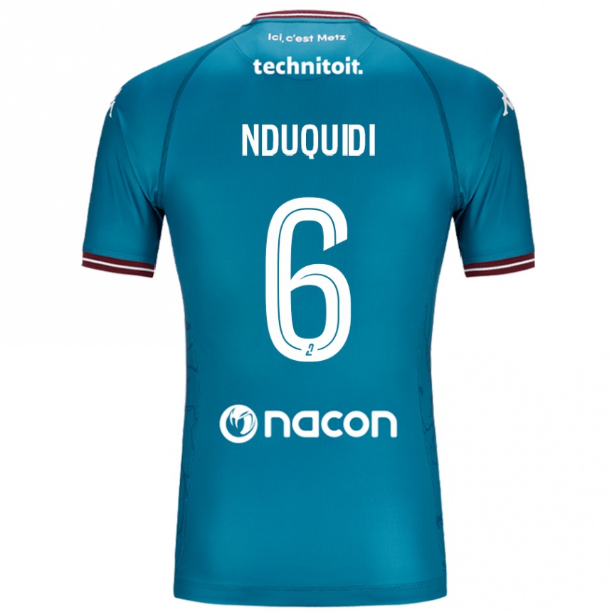 Niño Fútbol Camiseta Joseph Nduquidi #6 Azul Petróleo 2ª Equipación 2024/25 Perú