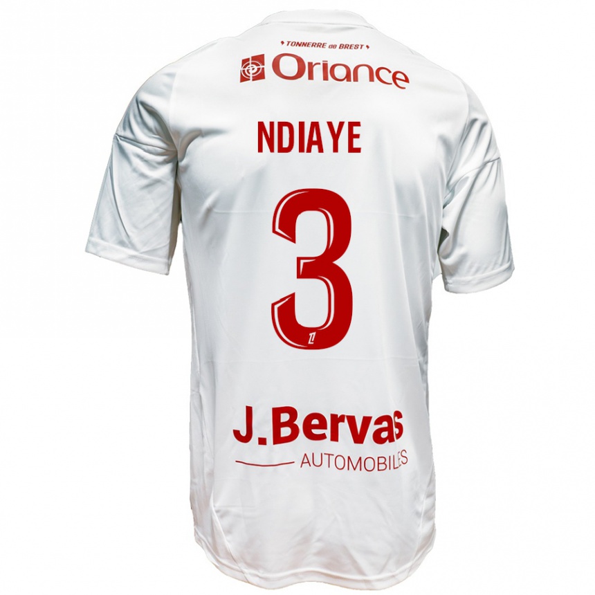 Niño Fútbol Camiseta Abdoulaye Ndiaye #3 Blanco Rojo 2ª Equipación 2024/25 Perú