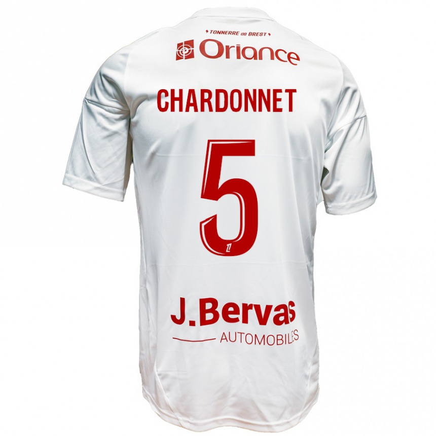 Niño Fútbol Camiseta Brendan Chardonnet #5 Blanco Rojo 2ª Equipación 2024/25 Perú