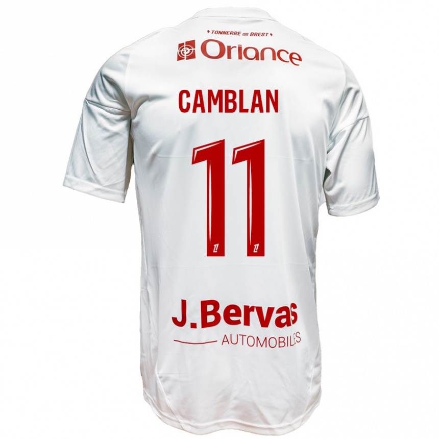 Niño Fútbol Camiseta Axel Camblan #11 Blanco Rojo 2ª Equipación 2024/25 Perú