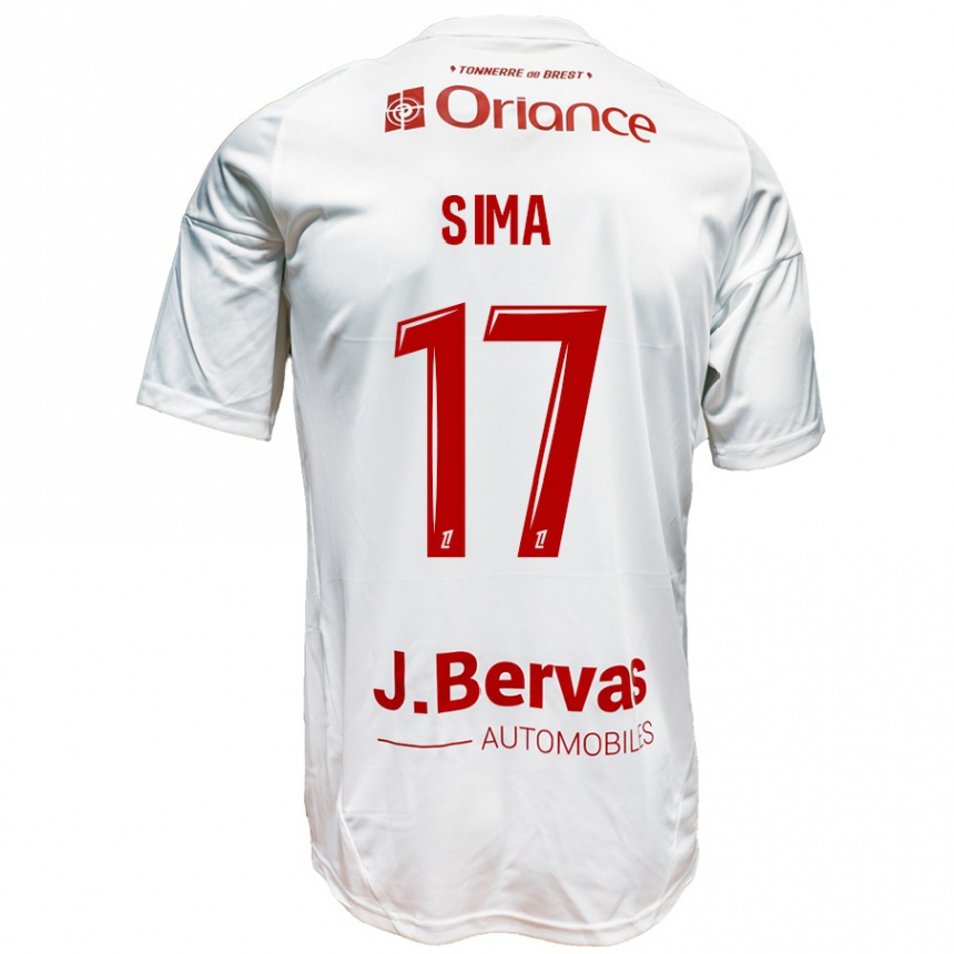 Niño Fútbol Camiseta Abdallah Sima #17 Blanco Rojo 2ª Equipación 2024/25 Perú