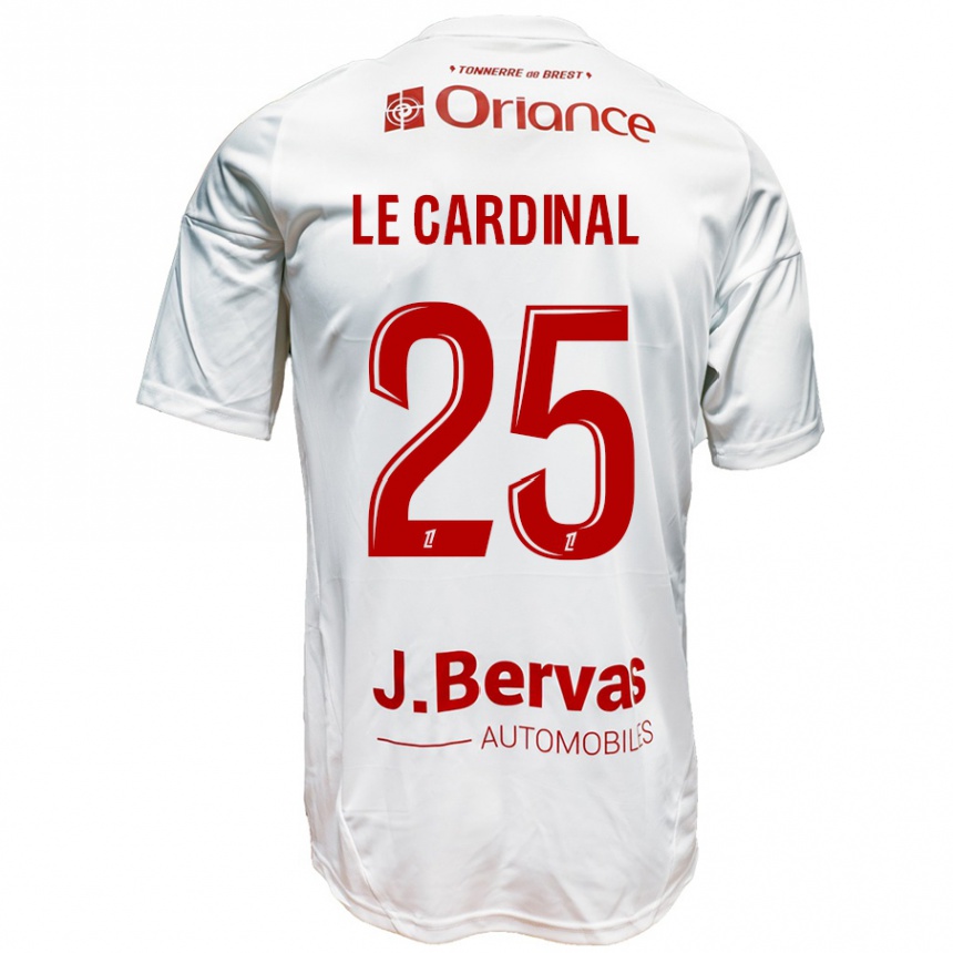 Niño Fútbol Camiseta Julien Le Cardinal #25 Blanco Rojo 2ª Equipación 2024/25 Perú