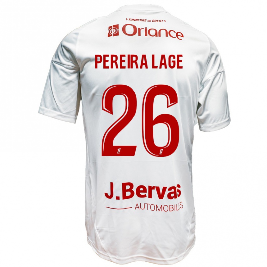 Niño Fútbol Camiseta Mathias Pereira Lage #26 Blanco Rojo 2ª Equipación 2024/25 Perú