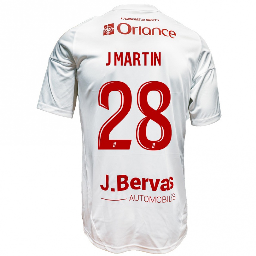 Niño Fútbol Camiseta Jonas Martin #28 Blanco Rojo 2ª Equipación 2024/25 Perú