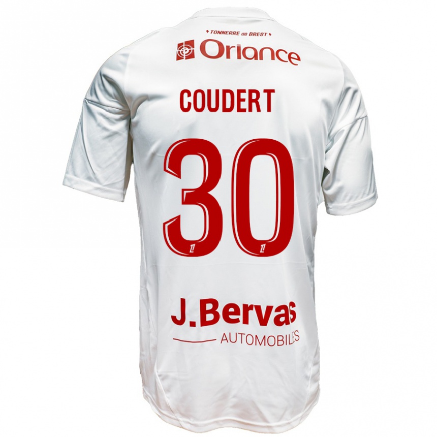 Niño Fútbol Camiseta Grégoire Coudert #30 Blanco Rojo 2ª Equipación 2024/25 Perú