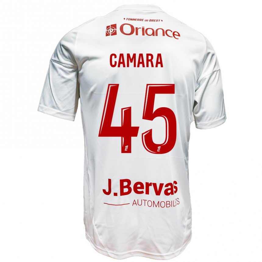 Niño Fútbol Camiseta Mahdi Camara #45 Blanco Rojo 2ª Equipación 2024/25 Perú