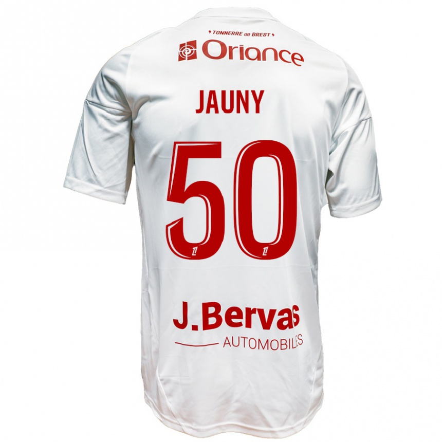 Niño Fútbol Camiseta Noah Jauny #50 Blanco Rojo 2ª Equipación 2024/25 Perú