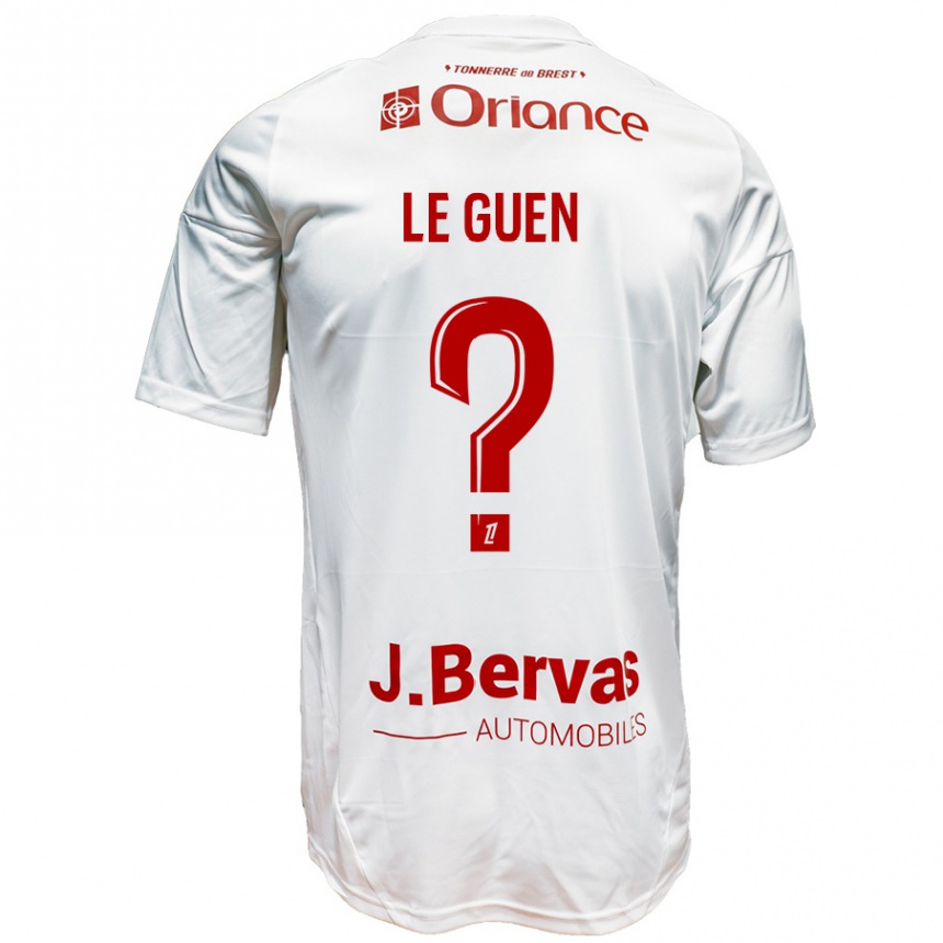 Niño Fútbol Camiseta Raphaël Le Guen #0 Blanco Rojo 2ª Equipación 2024/25 Perú