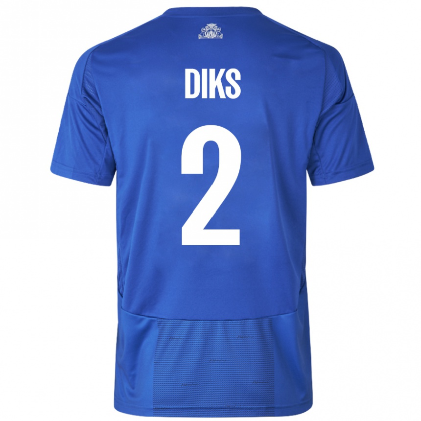 Niño Fútbol Camiseta Kevin Diks #2 Blanco Azul 2ª Equipación 2024/25 Perú