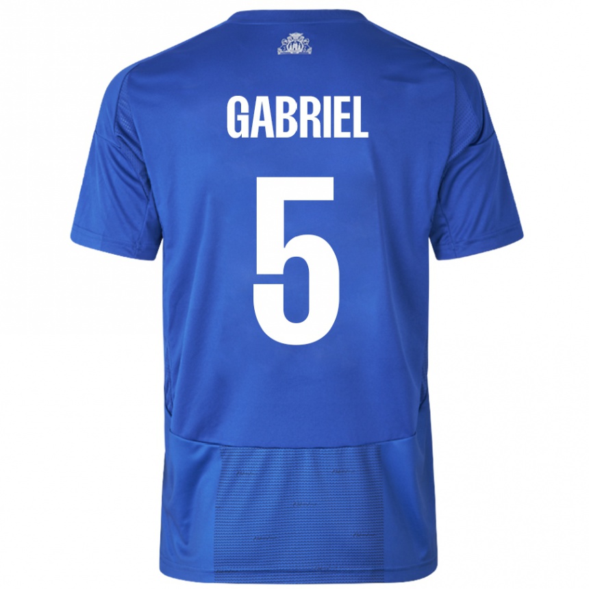 Niño Fútbol Camiseta Gabriel Pereira #5 Blanco Azul 2ª Equipación 2024/25 Perú