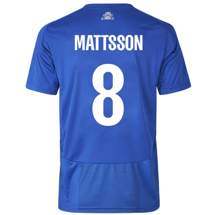 Niño Fútbol Camiseta Magnus Mattsson #8 Blanco Azul 2ª Equipación 2024/25 Perú