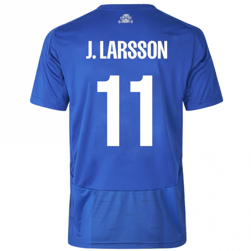 Niño Fútbol Camiseta Jordan Larsson #11 Blanco Azul 2ª Equipación 2024/25 Perú