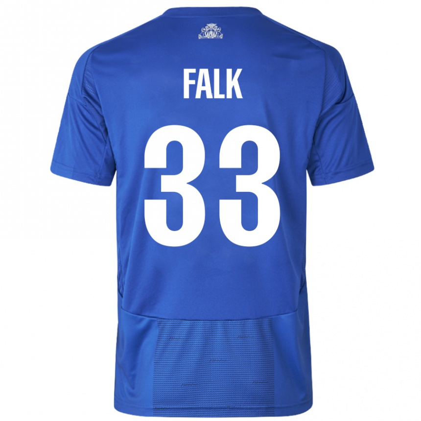 Niño Fútbol Camiseta Rasmus Falk #33 Blanco Azul 2ª Equipación 2024/25 Perú