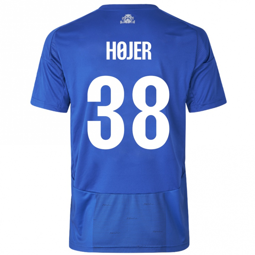 Niño Fútbol Camiseta Oliver Højer #38 Blanco Azul 2ª Equipación 2024/25 Perú