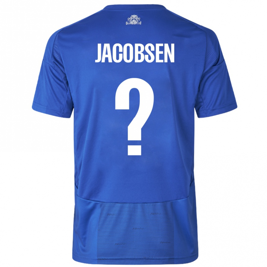 Niño Fútbol Camiseta Holger Jacobsen #0 Blanco Azul 2ª Equipación 2024/25 Perú