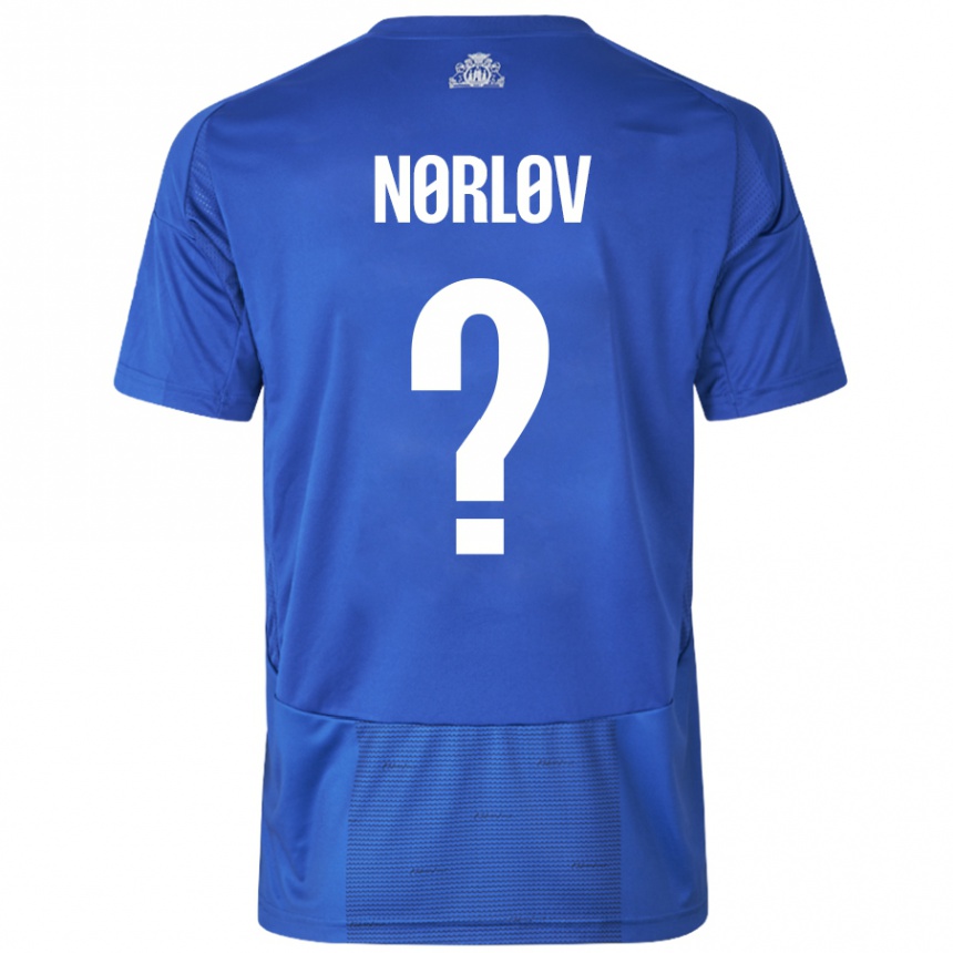 Niño Fútbol Camiseta William Nørløv #0 Blanco Azul 2ª Equipación 2024/25 Perú