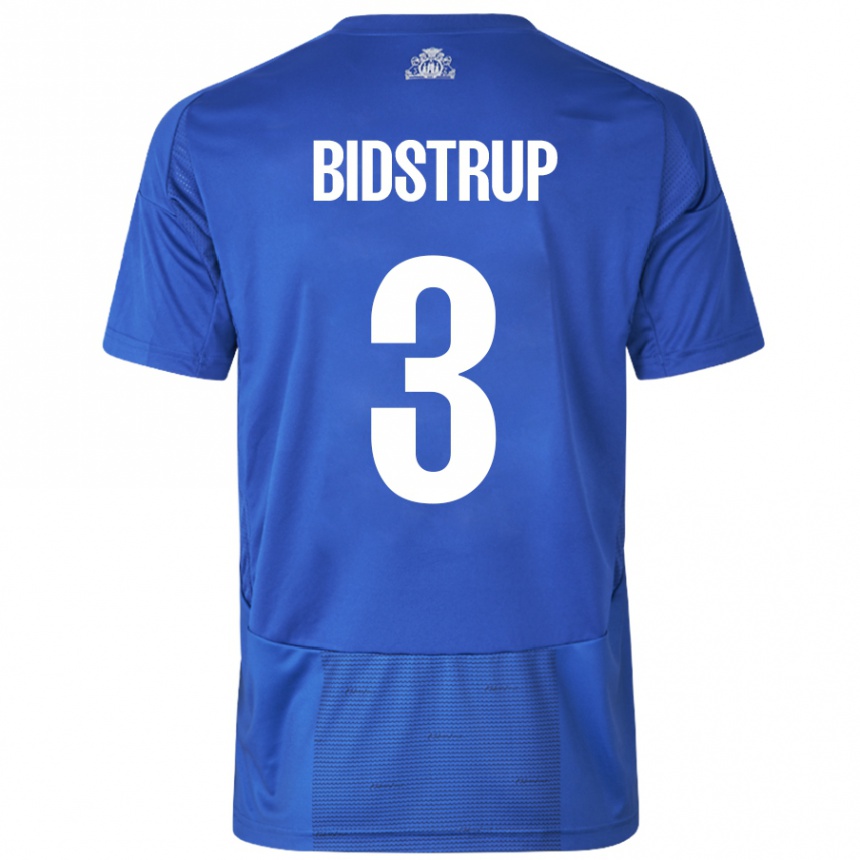 Niño Fútbol Camiseta Hjalte Bidstrup #3 Blanco Azul 2ª Equipación 2024/25 Perú