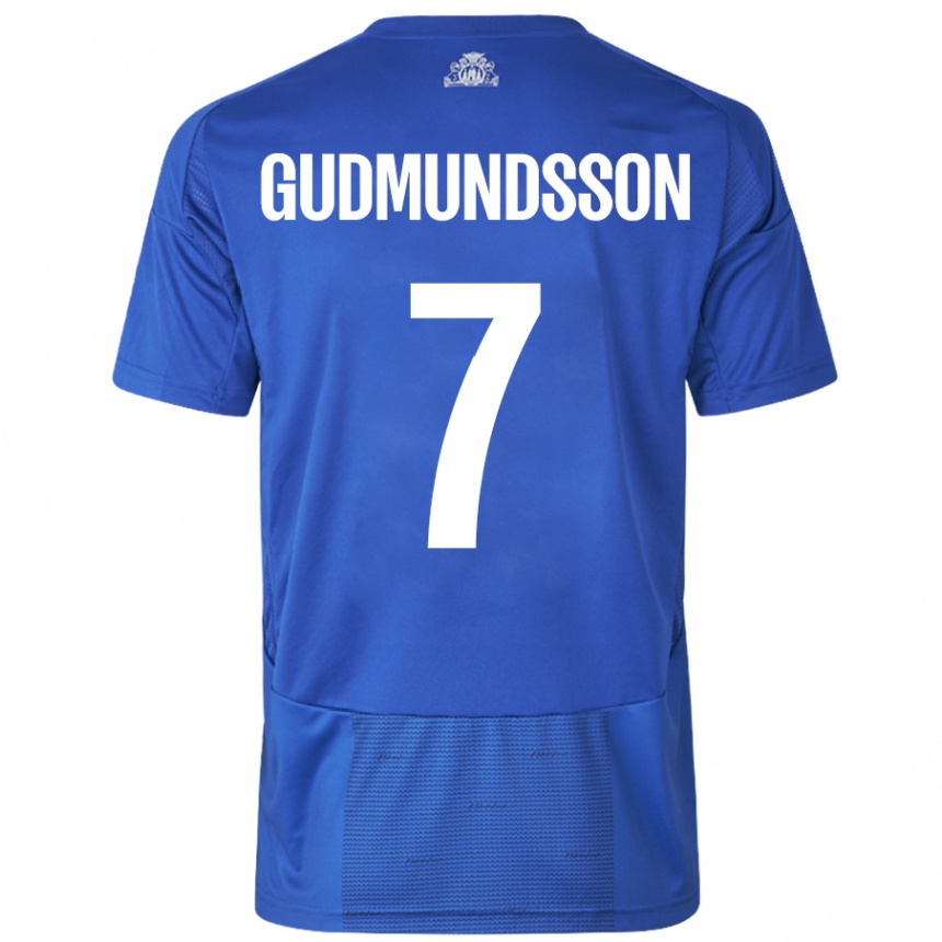 Niño Fútbol Camiseta Galdur Gudmundsson #7 Blanco Azul 2ª Equipación 2024/25 Perú