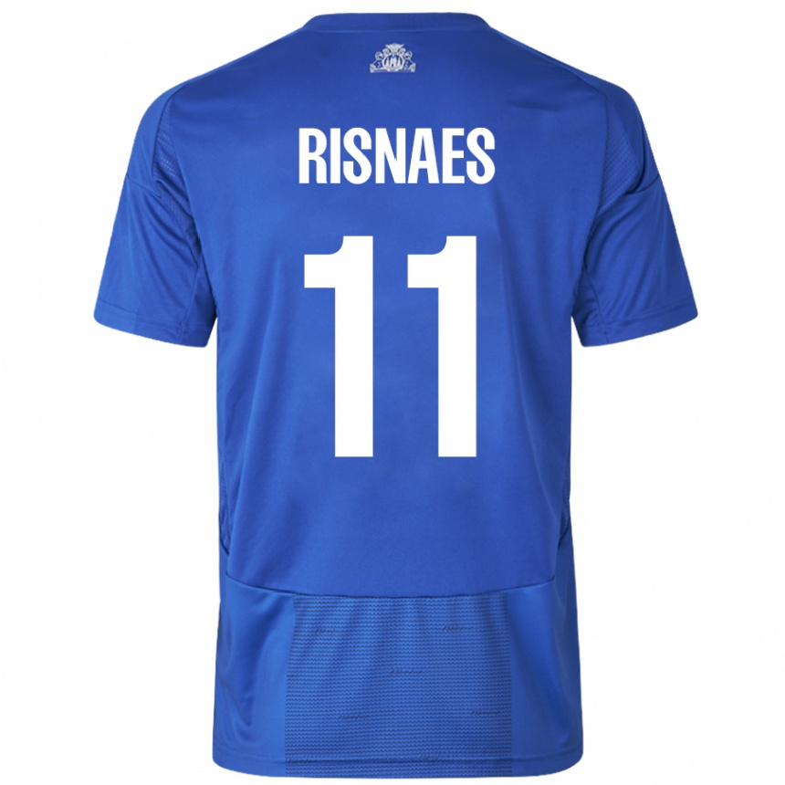 Niño Fútbol Camiseta Roberto Risnaes #11 Blanco Azul 2ª Equipación 2024/25 Perú