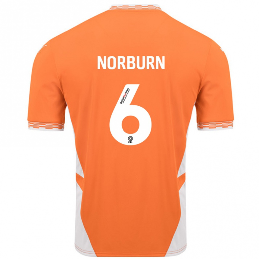 Hombre Fútbol Camiseta Oliver Norburn #6 Naranja Blanco 1ª Equipación 2024/25 Perú