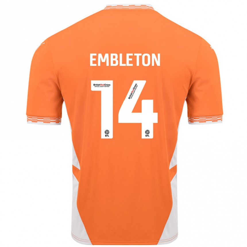 Hombre Fútbol Camiseta Elliot Embleton #14 Naranja Blanco 1ª Equipación 2024/25 Perú