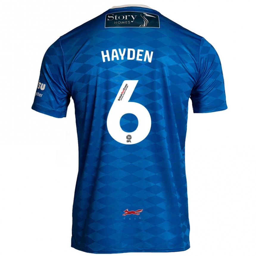 Hombre Fútbol Camiseta Aaron Hayden #6 Azul 1ª Equipación 2024/25 Perú