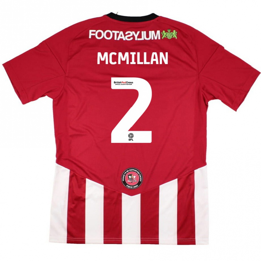 Hombre Fútbol Camiseta Jack Mcmillan #2 Rojo Blanco 1ª Equipación 2024/25 Perú