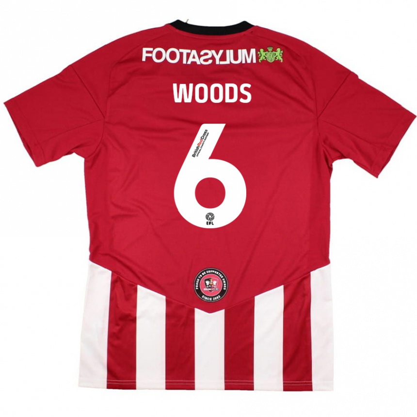 Hombre Fútbol Camiseta Ryan Woods #6 Rojo Blanco 1ª Equipación 2024/25 Perú