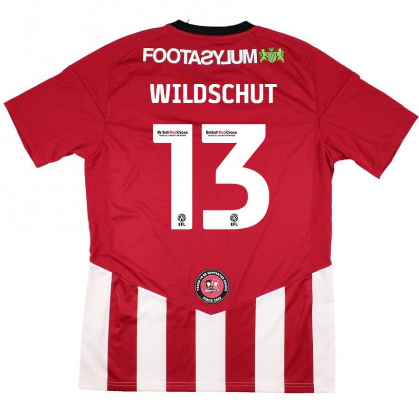 Hombre Fútbol Camiseta Yanic Wildschut #13 Rojo Blanco 1ª Equipación 2024/25 Perú