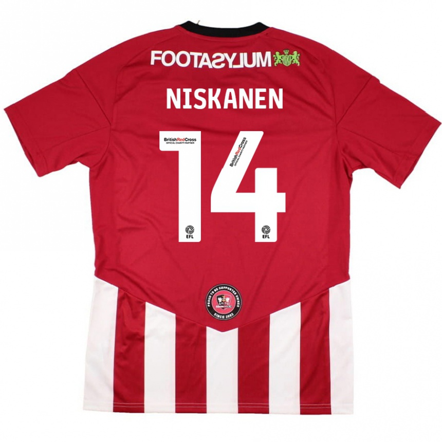 Hombre Fútbol Camiseta Ilmari Niskanen #14 Rojo Blanco 1ª Equipación 2024/25 Perú