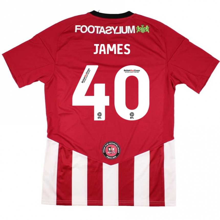 Hombre Fútbol Camiseta Ed James #40 Rojo Blanco 1ª Equipación 2024/25 Perú