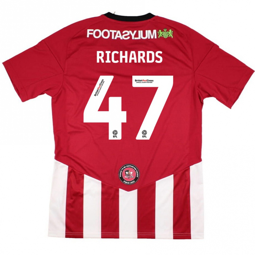 Hombre Fútbol Camiseta Jake Richards #47 Rojo Blanco 1ª Equipación 2024/25 Perú