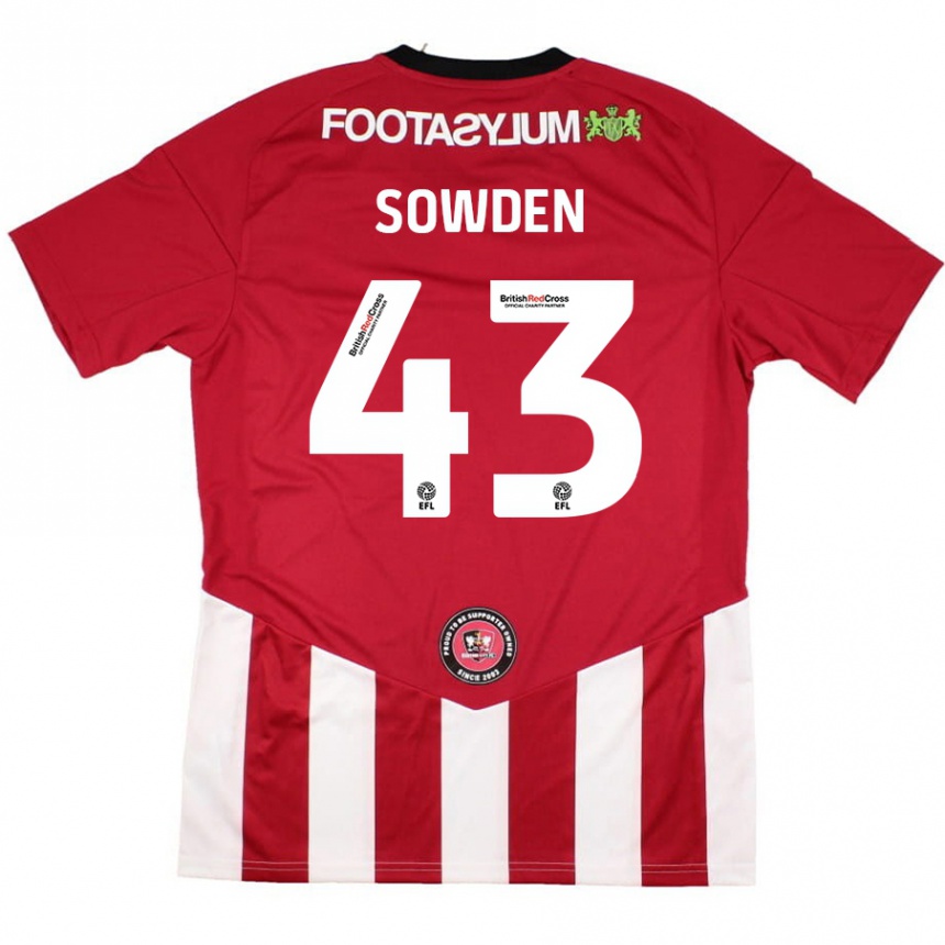 Hombre Fútbol Camiseta Andrew Sowden #43 Rojo Blanco 1ª Equipación 2024/25 Perú